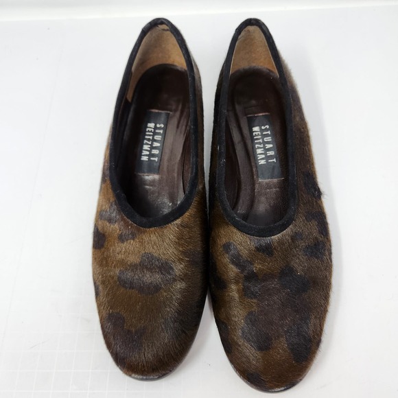 Stuart Weitzman Womens Animal Print Calf Hair Flats Loafers Size 7.5 B Slip On - Picture 2 of 9